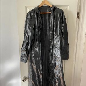 Faux leather long trench coat matrix style